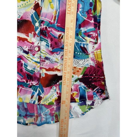 Parsley & Sage Artsy Abstract Watercolor Sz S Button Up 3/4 Sleeve Blouse Top - Picture 5 of 9